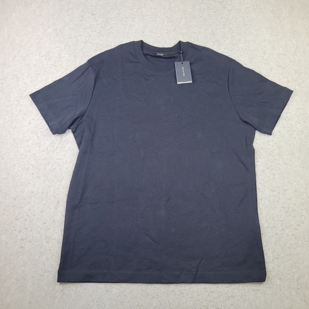 Massimo Dutti Studio T-shirt Black Mens Size L Cotton Basic Tee Made in Portugal